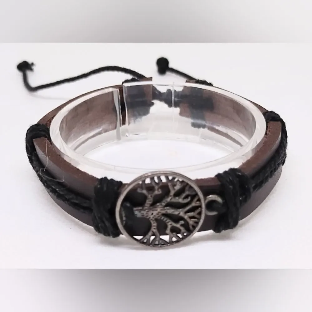 Men's bracelet leather‎ Tree of life new e33